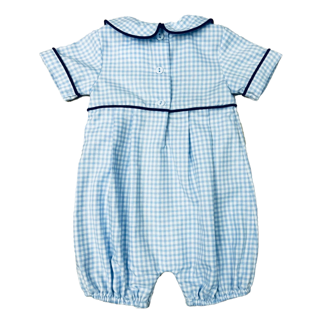 Blue Plaid Boys Romper