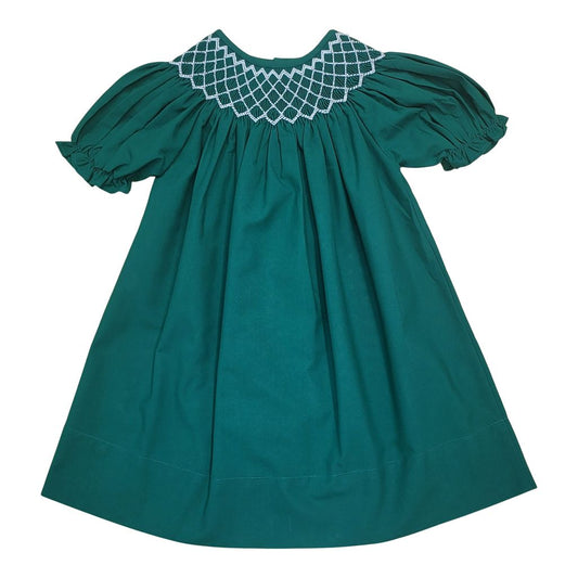 Hunter Green Dress Pearl Neckline