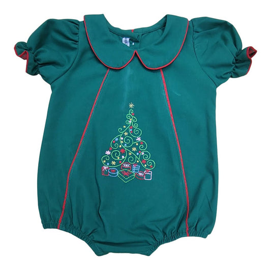 Christmas Tree Embroidered Girls Bubble
