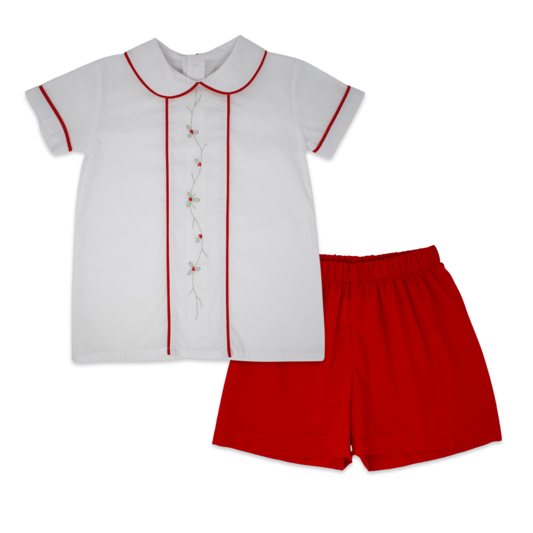 Jonathan Short Set - Red Embroidery