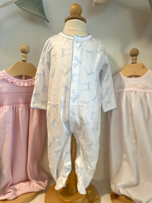Blue Bow Printed Onesie