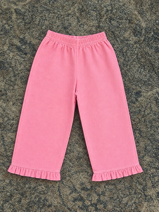 Bubblegum Corduroy Ruffle Pants