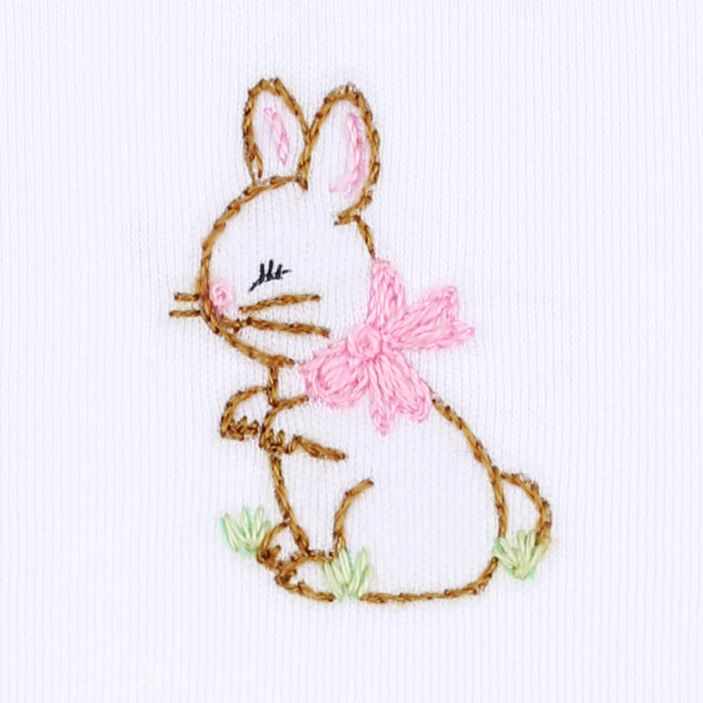 Vintage Bunny Embroidered Footie - Pink or Blue