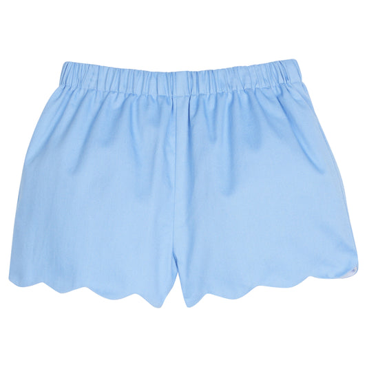 Scallop Shorts - Light Blue Twill
