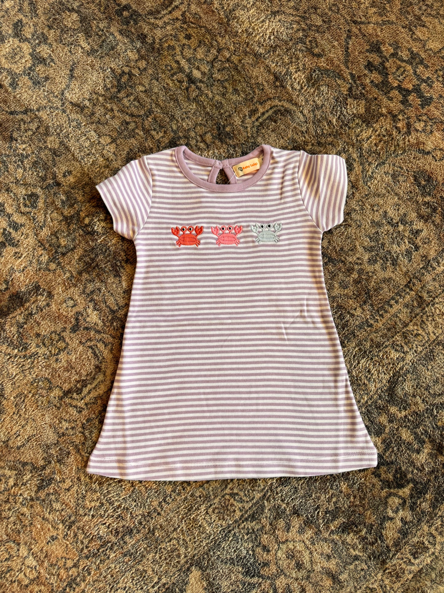 Purple Striped Crab Appliquè Dress