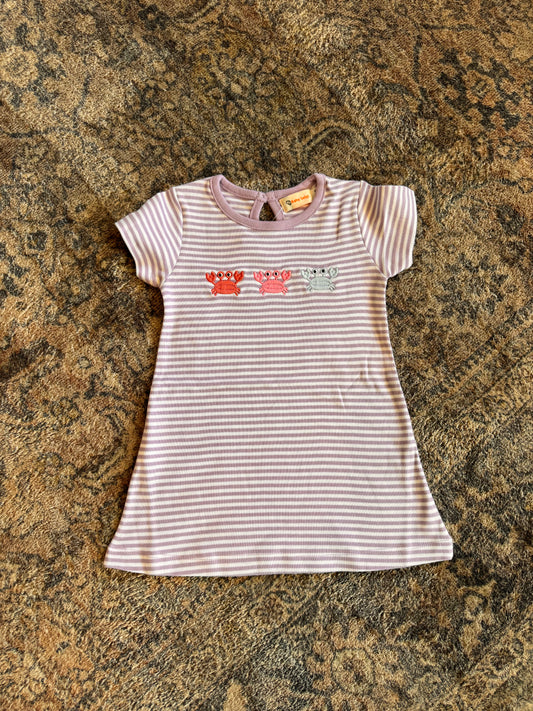 Purple Striped Crab Appliquè Dress