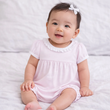 Pink Mini Stripes Ruffle Bubble