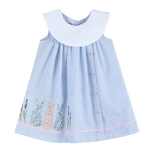 Blue Bunnies Seersucker Dress