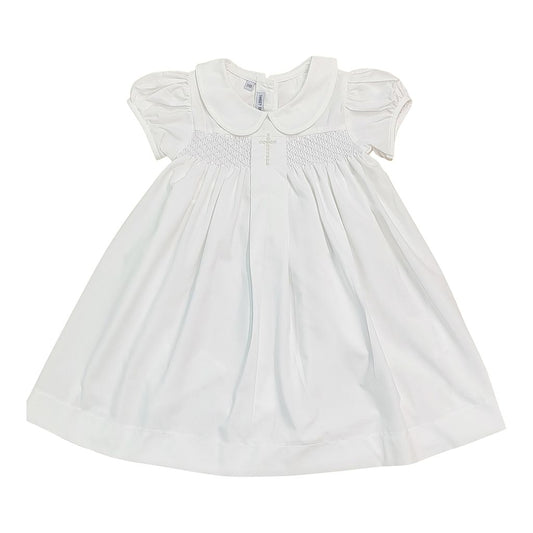 White Cross Smocked Dress