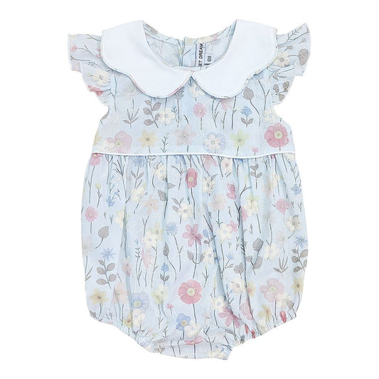 Blue Floral Scallop Collar Bubble