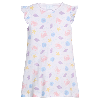 Sea Shell Printed Angel Sleeve Dress