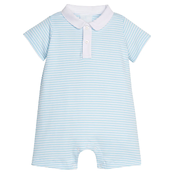 Peter Pan Polo Romper - Sky Stripe