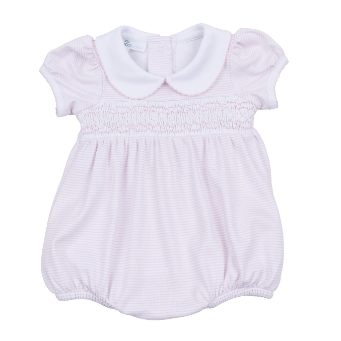 Pink Mini Stripes Smocked Bubble