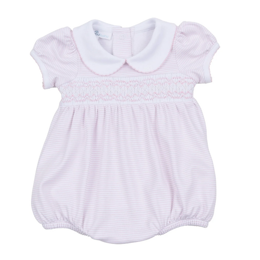 Pink Mini Stripes Smocked Bubble
