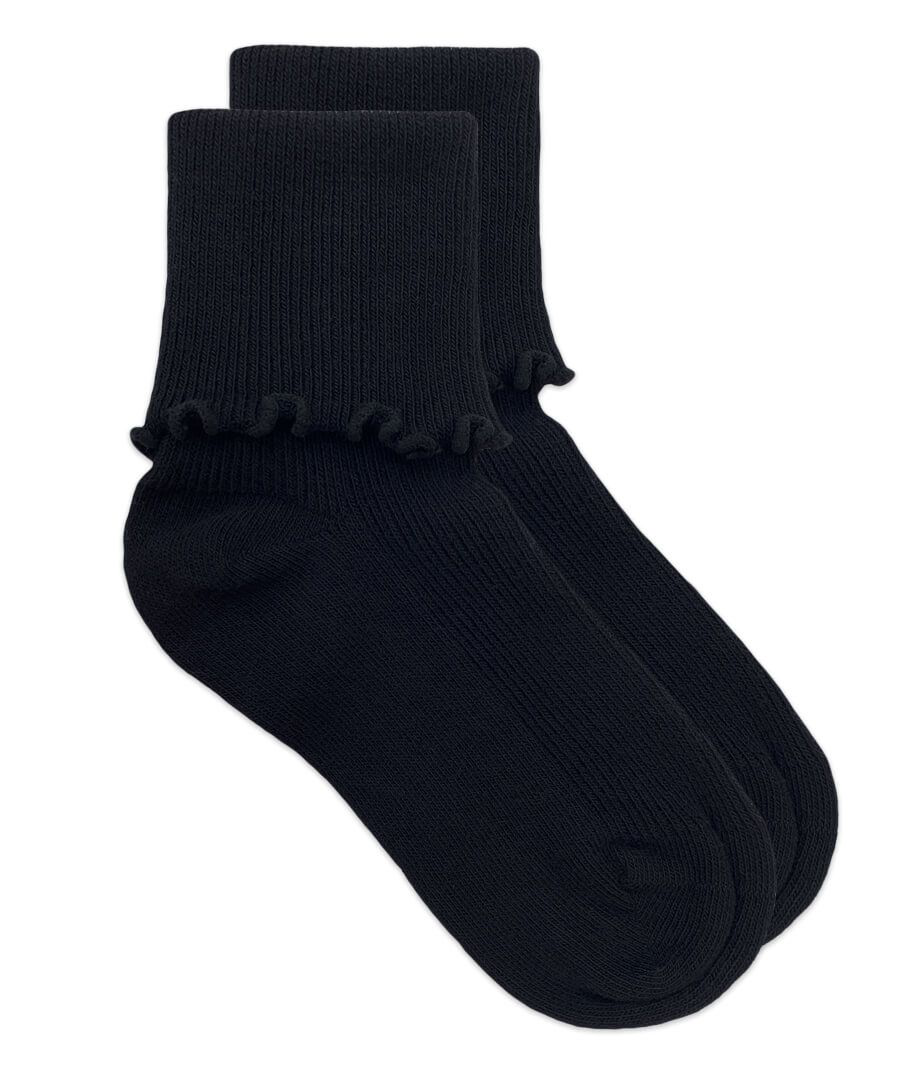 Ripple Edge Turn Cuff Crew Socks