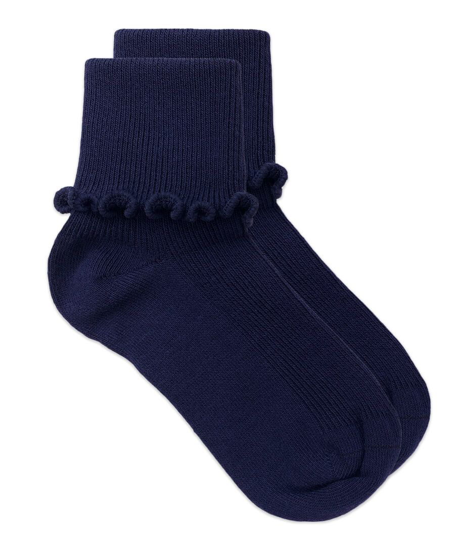 Ripple Edge Turn Cuff Crew Socks