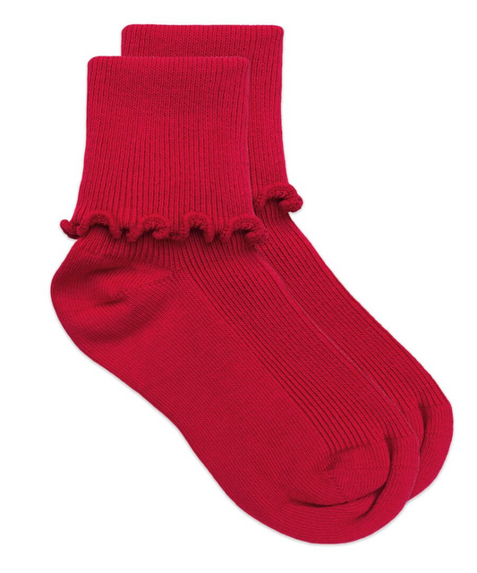 Ripple Edge Turn Cuff Crew Socks