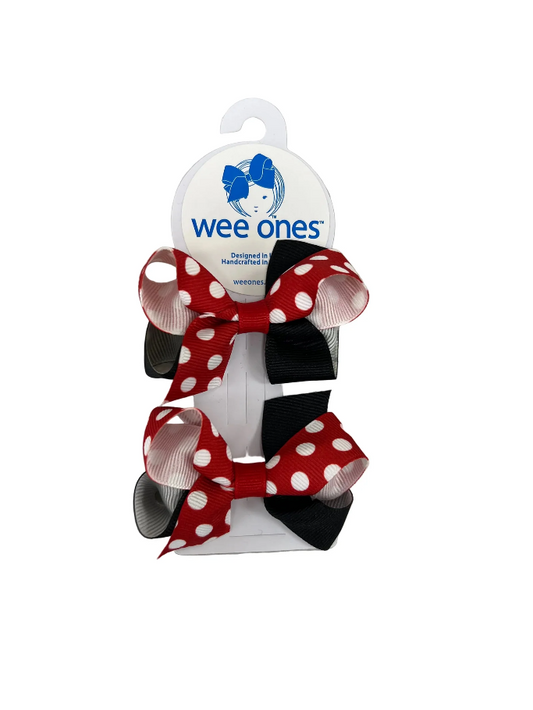 Red Dot Mini-Bow Pair