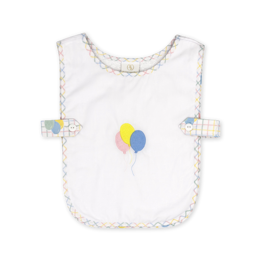 Party Time Plaid Birthday Celebration Bib, Pink/Yellow/Blue Balloons