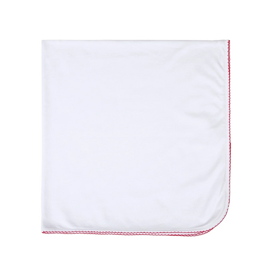 White & Red Receiving Blanket