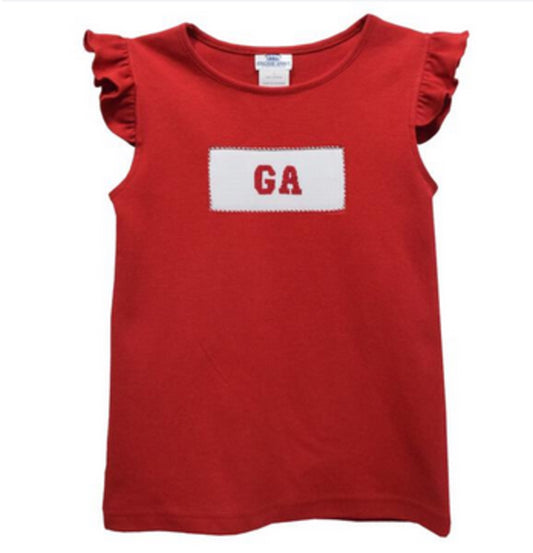 Georgia Smocked Red Knit Angel Wing Top