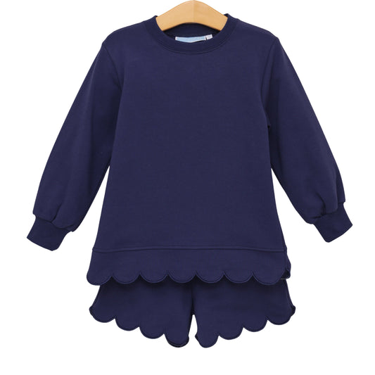 Sophia Scalloped Set - Navy