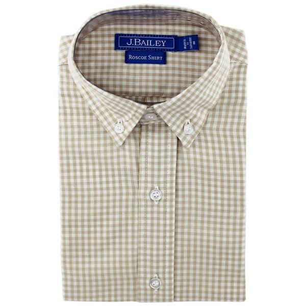 Boys Khaki Check Buttondown Shirt