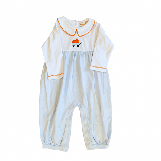 Pumpkin Wagon Embroidered Romper