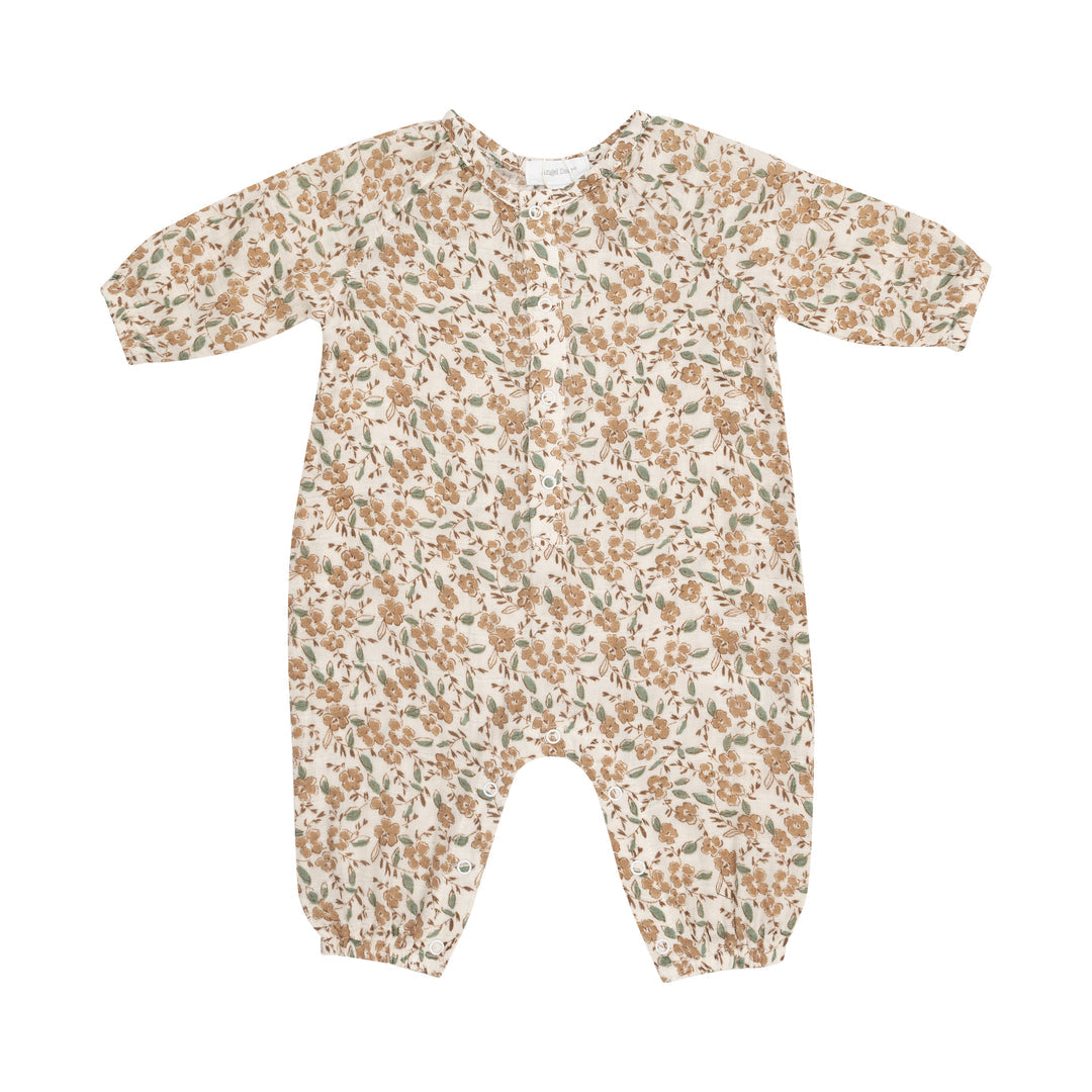 Bitty Brown Floral Peasant Romper