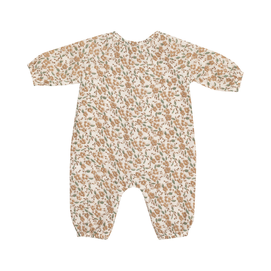 Bitty Brown Floral Peasant Romper