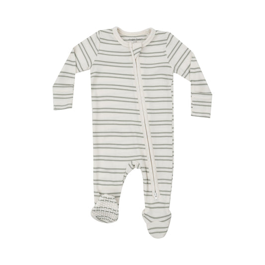 Desert Green Striped Two-Way Zipper Footie