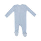 Ribbed Subdued Blue Two-Way Zipper Footie