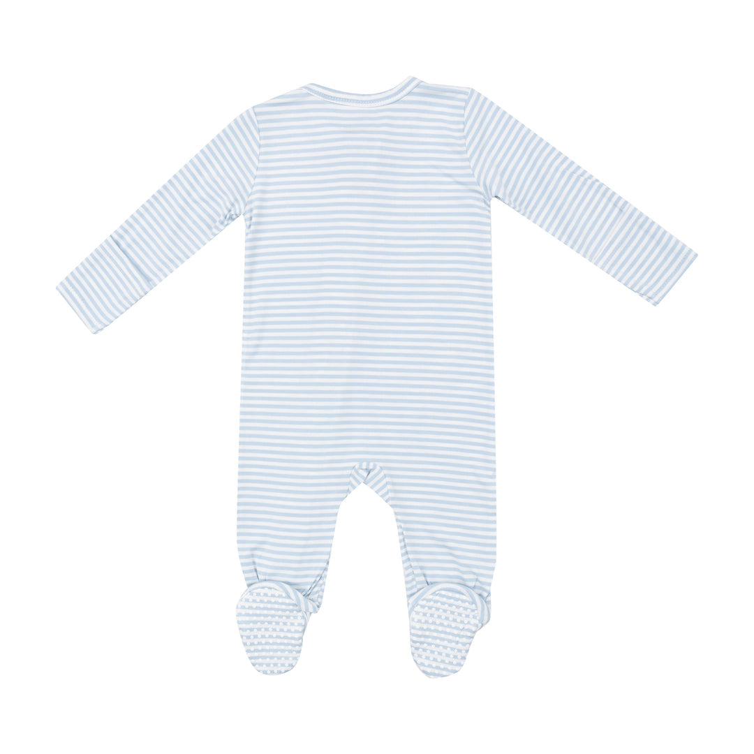 Light Blue Striped Two-Way Zipper Footie