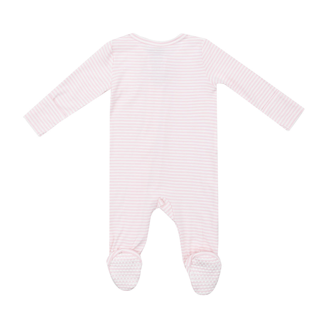 Light Pink Striped Two-Way Zipper Footie