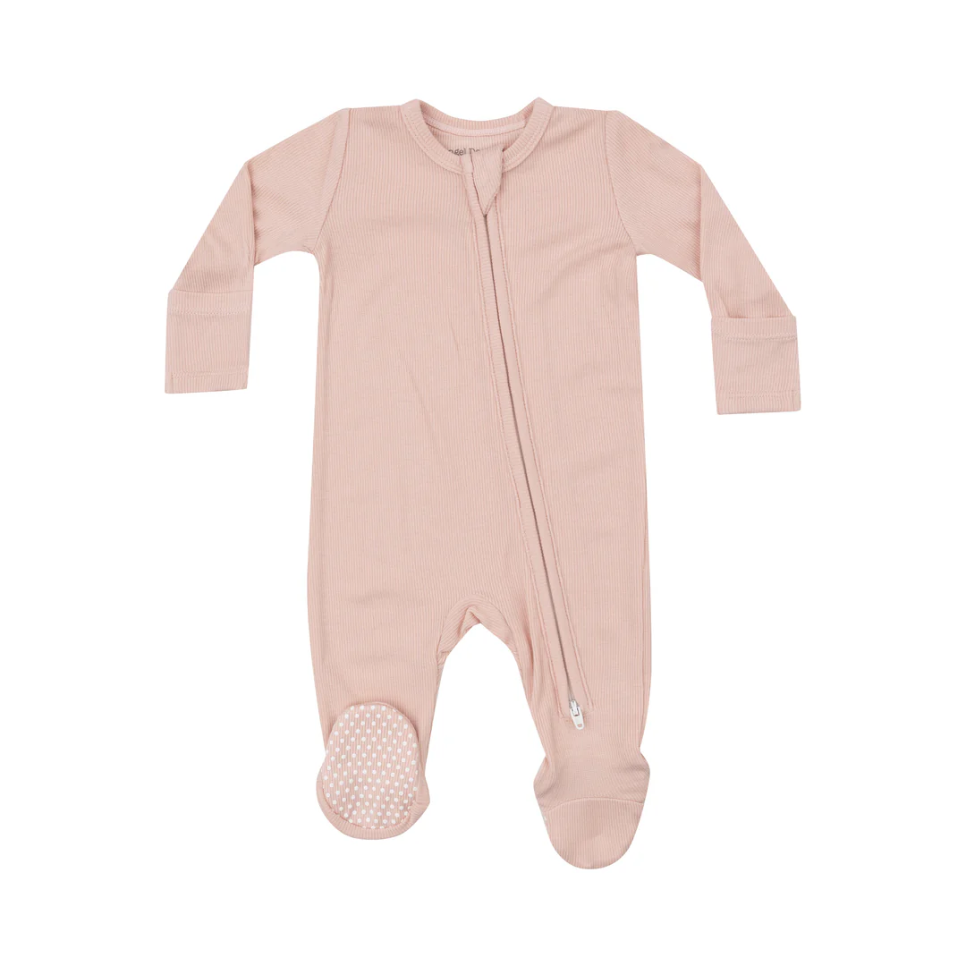 Ribbed Blush Two-Way Zipper Footie