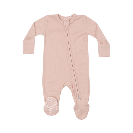 Ribbed Blush Two-Way Zipper Footie