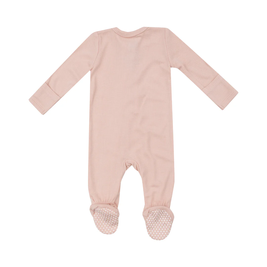 Ribbed Blush Two-Way Zipper Footie