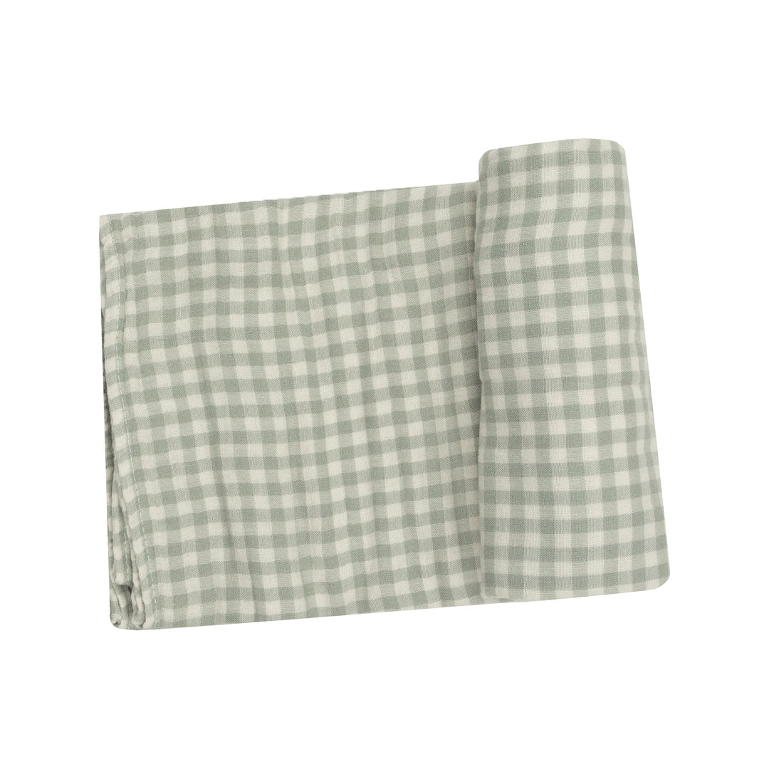 Mini Green Gingham Swaddle Blanket