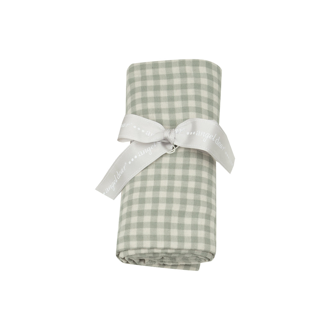 Mini Green Gingham Swaddle Blanket