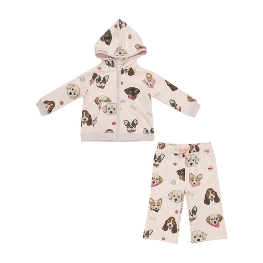 Girls French Terry Pretty Pups Hoodie Set