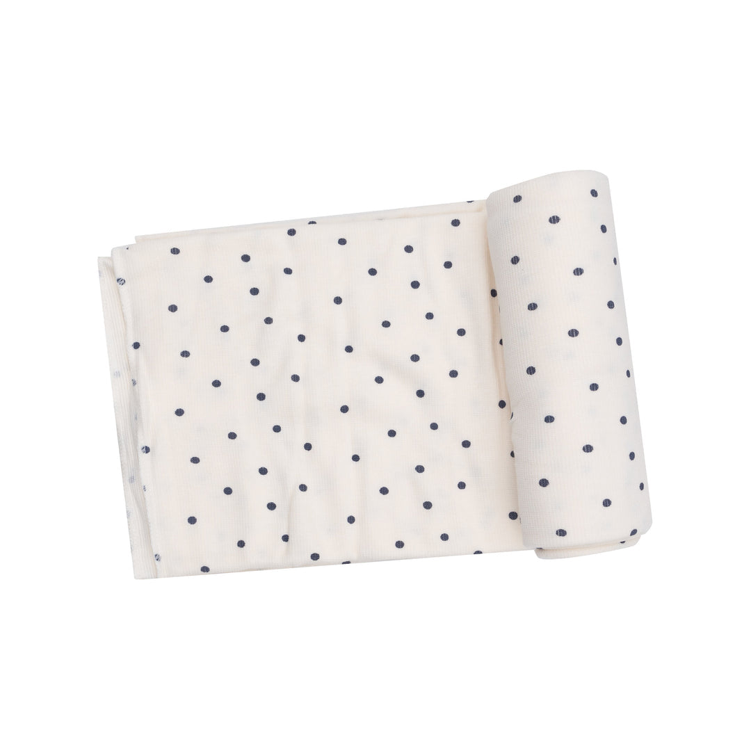 Navy Dot Ribbed Swaddle Blanket