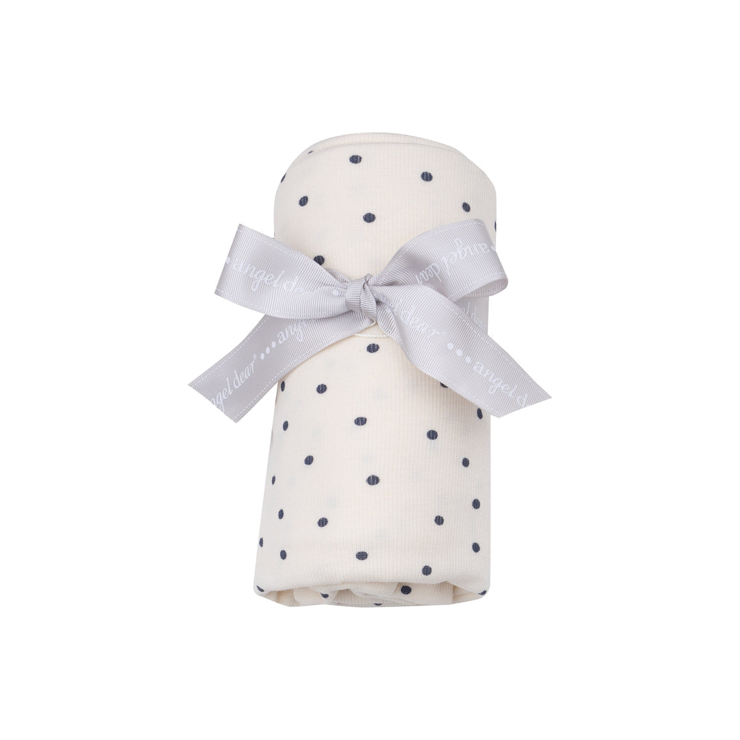 Navy Dot Ribbed Swaddle Blanket