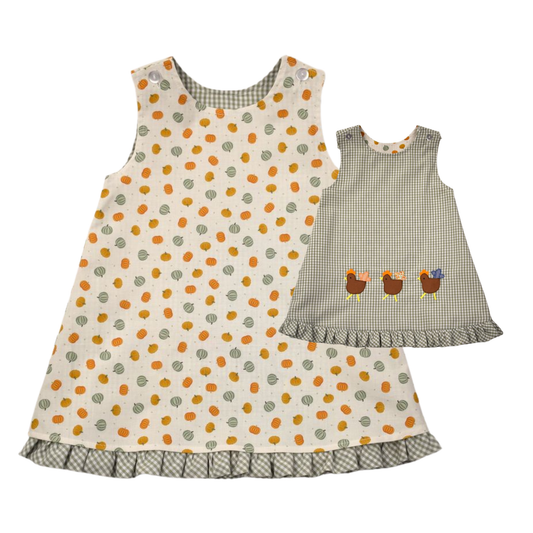 Turkey & Pumpkin Reversible Jumper