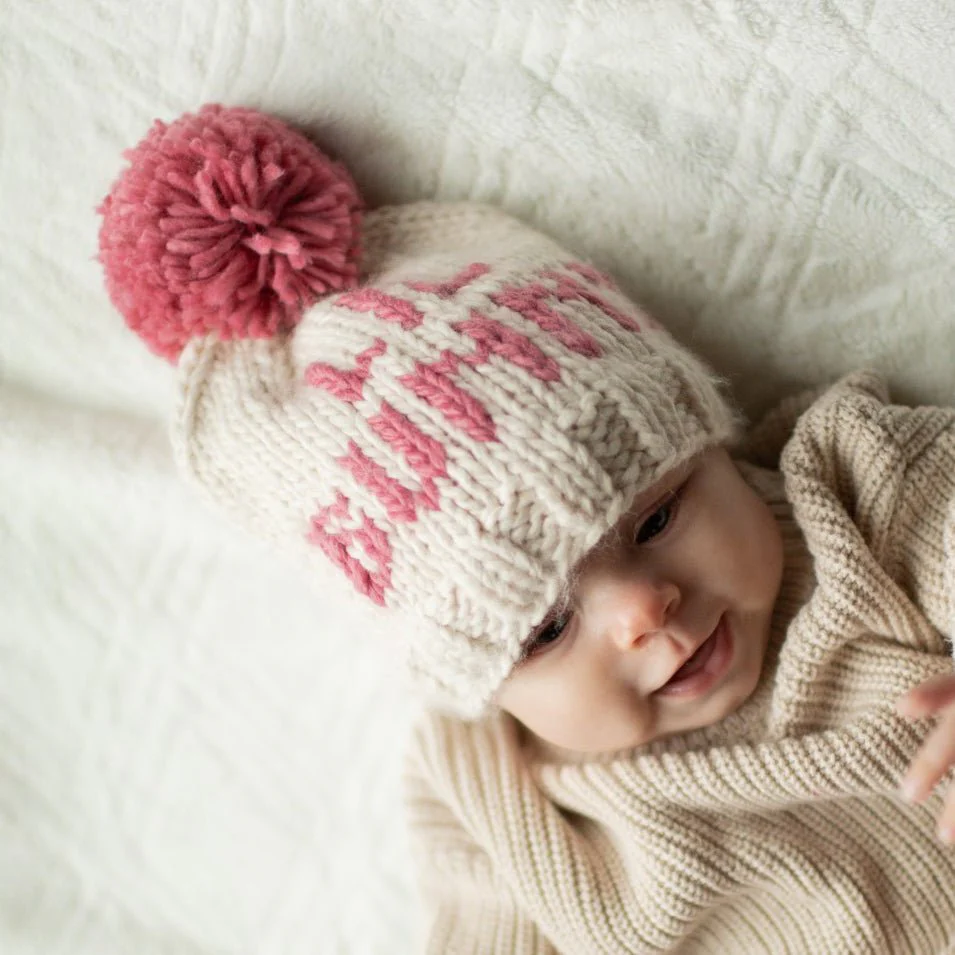 Lil Bunny Pink Letters Beanie Hat