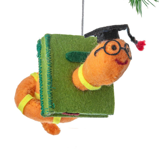 Bookworm Felt Ornament