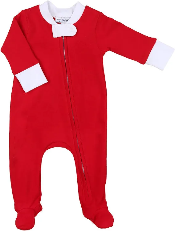 Red & White Essentials Zipper Footie