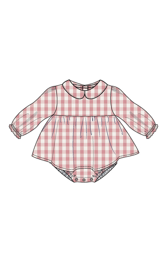 Rose Pink Plaid Skirted Bubble