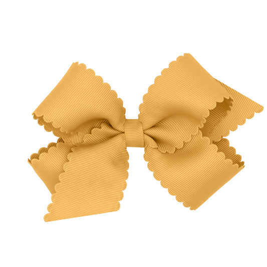Old Gold Grosgrain Scalloped Edge Girls Hair Bow