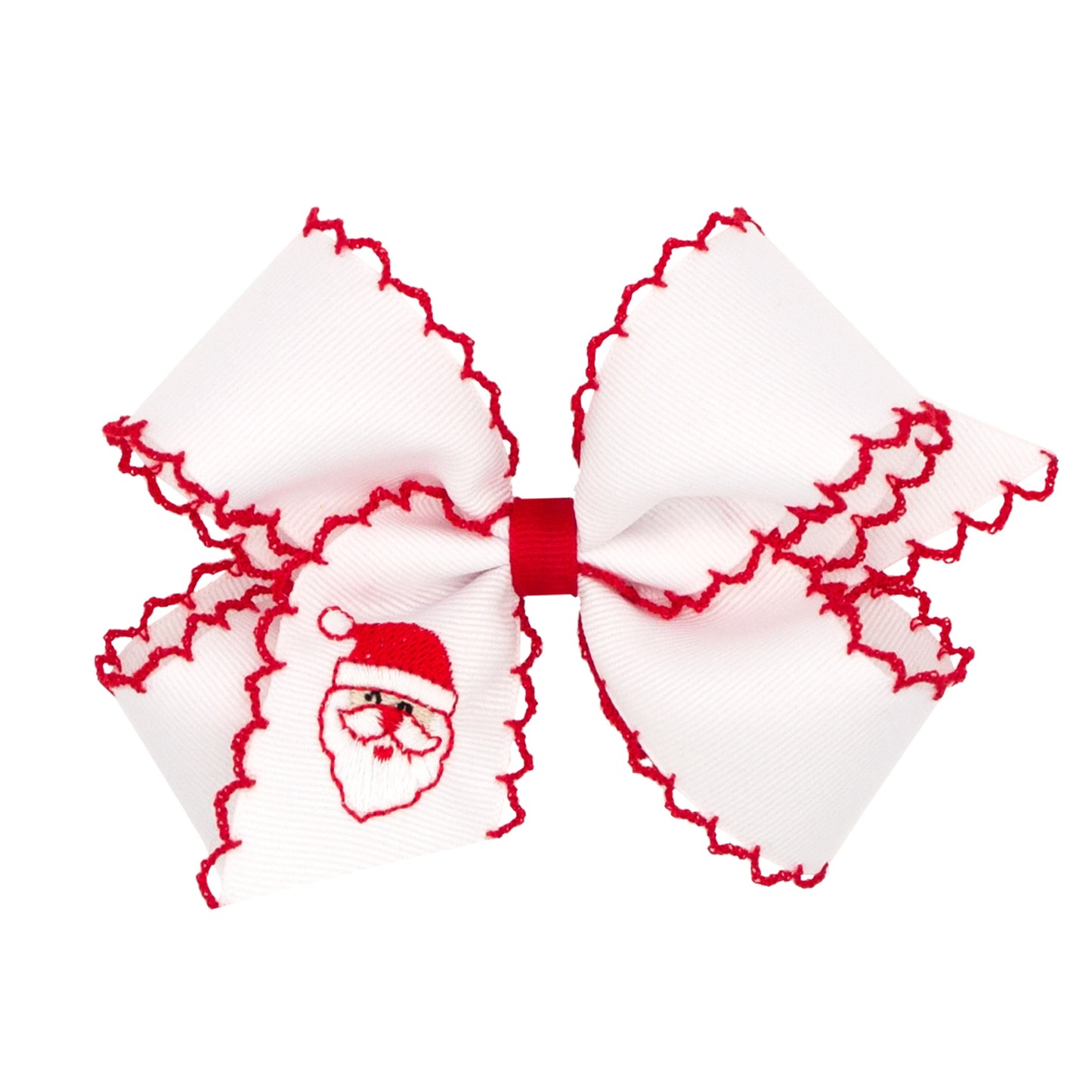 Santa White with Red Moonstitch Hair Bow