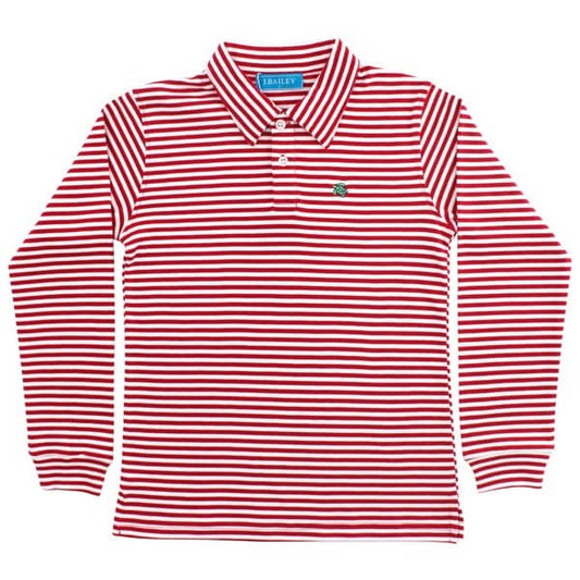 Longsleeve Red/White Striped Polo